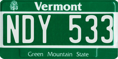 VT license plate NDY533