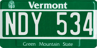 VT license plate NDY534