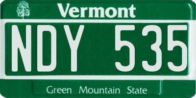 VT license plate NDY535