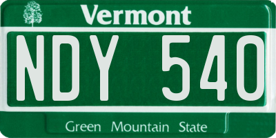 VT license plate NDY540