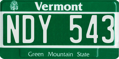 VT license plate NDY543