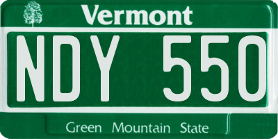 VT license plate NDY550