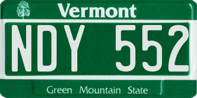 VT license plate NDY552