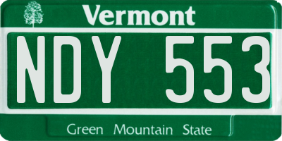 VT license plate NDY553