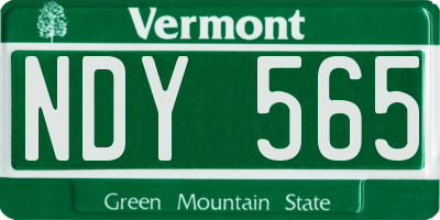 VT license plate NDY565
