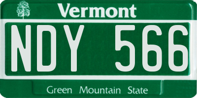 VT license plate NDY566