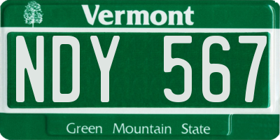 VT license plate NDY567
