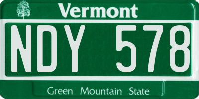 VT license plate NDY578