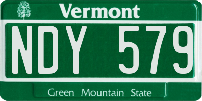 VT license plate NDY579