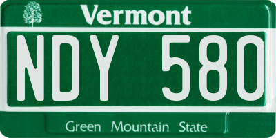 VT license plate NDY580