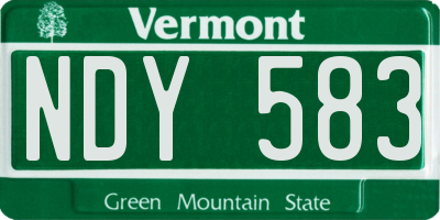 VT license plate NDY583