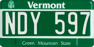 VT license plate NDY597