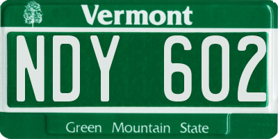 VT license plate NDY602