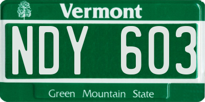 VT license plate NDY603