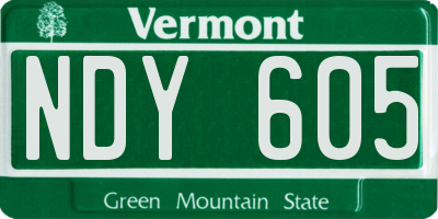 VT license plate NDY605