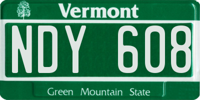 VT license plate NDY608
