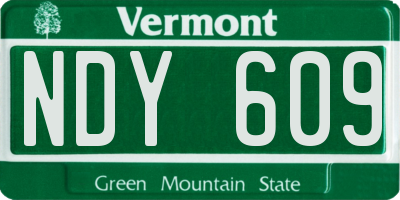 VT license plate NDY609