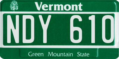 VT license plate NDY610