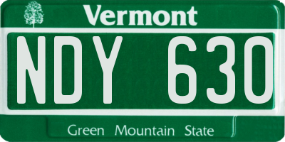 VT license plate NDY630