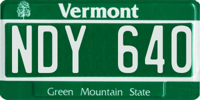 VT license plate NDY640