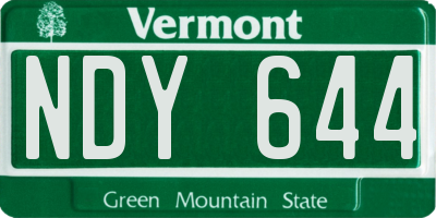 VT license plate NDY644