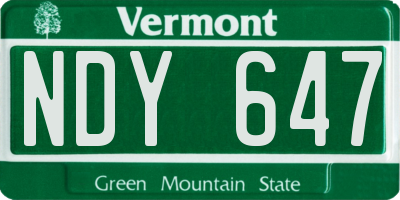 VT license plate NDY647