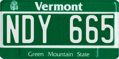 VT license plate NDY665