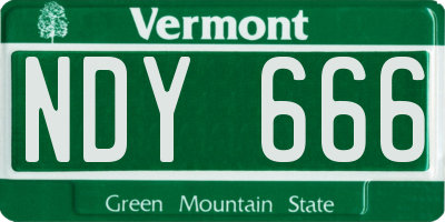VT license plate NDY666