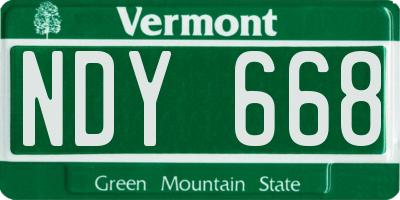 VT license plate NDY668