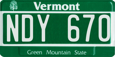 VT license plate NDY670