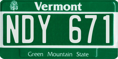 VT license plate NDY671