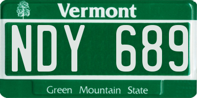 VT license plate NDY689