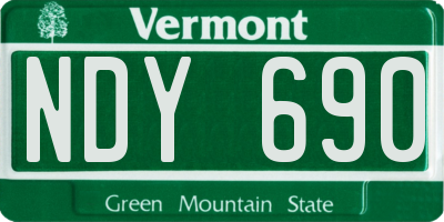 VT license plate NDY690