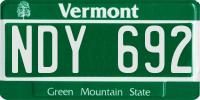 VT license plate NDY692