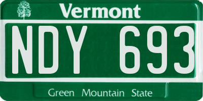 VT license plate NDY693