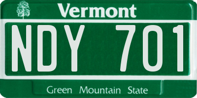 VT license plate NDY701