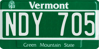 VT license plate NDY705