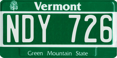 VT license plate NDY726