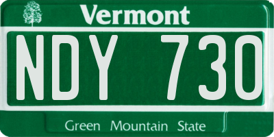 VT license plate NDY730