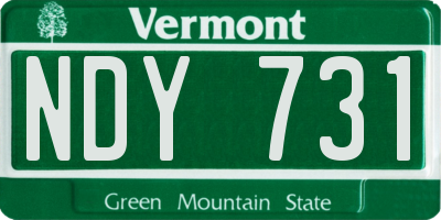 VT license plate NDY731