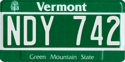 VT license plate NDY742