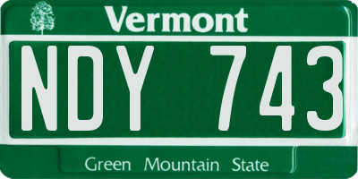 VT license plate NDY743