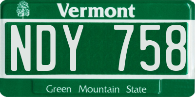 VT license plate NDY758