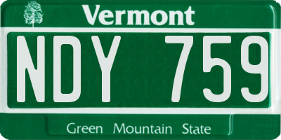 VT license plate NDY759
