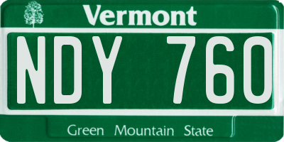 VT license plate NDY760