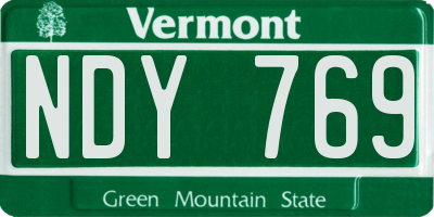 VT license plate NDY769