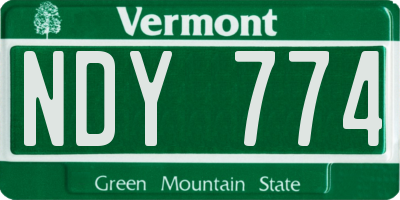 VT license plate NDY774