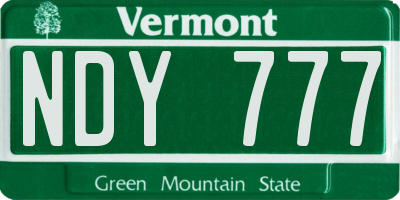 VT license plate NDY777