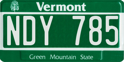 VT license plate NDY785