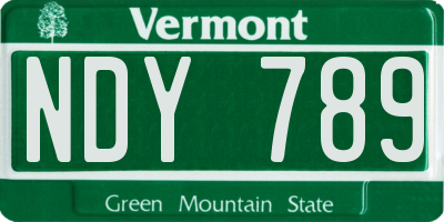 VT license plate NDY789